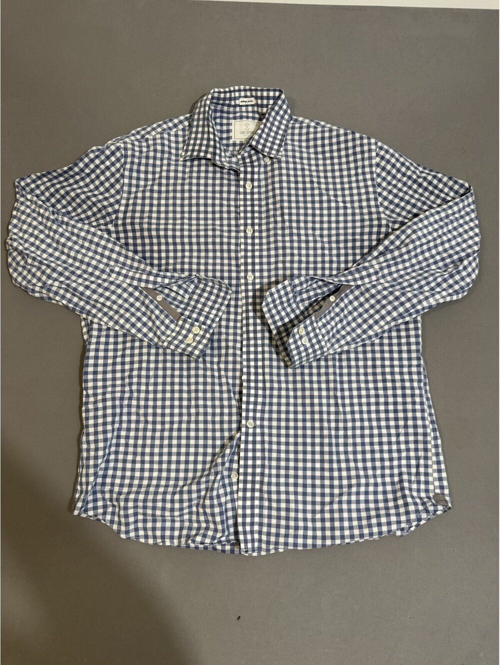 Todd Snyder Plaid Dress Shirt Men's Blue White 16.5 x 34/35